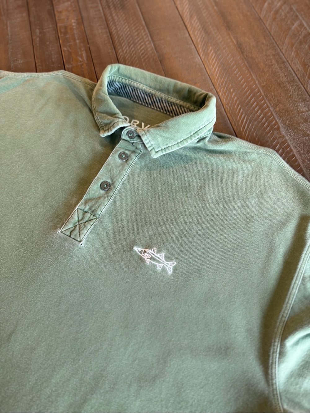 Orvis Green Polo with White Fish Embroidery